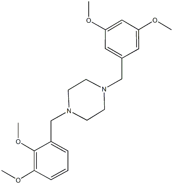 2-{[4-(3,5-dimethoxybenzyl)-1-piperazinyl]methyl}-6-methoxyphenyl methyl ether Struktur