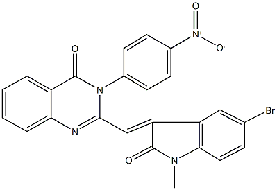 2-[(5-bromo-1-methyl-2-oxo-1,2-dihydro-3H-indol-3-ylidene)methyl]-3-{4-nitrophenyl}-4(3H)-quinazolinone Struktur