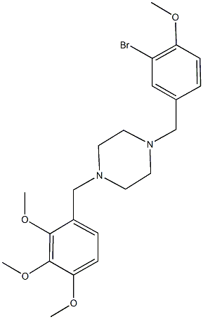 1-(3-bromo-4-methoxybenzyl)-4-(2,3,4-trimethoxybenzyl)piperazine Struktur