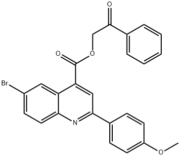 2-oxo-2-phenylethyl 6-bromo-2-(4-methoxyphenyl)-4-quinolinecarboxylate Struktur