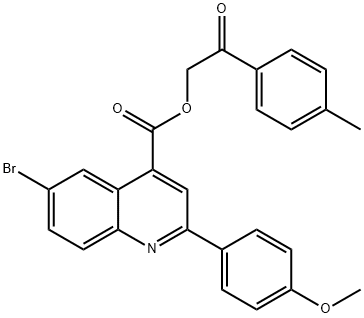 2-(4-methylphenyl)-2-oxoethyl 6-bromo-2-(4-methoxyphenyl)-4-quinolinecarboxylate Struktur