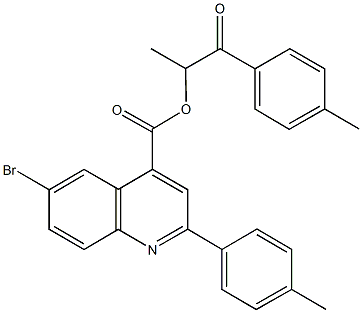 1-methyl-2-(4-methylphenyl)-2-oxoethyl 6-bromo-2-(4-methylphenyl)-4-quinolinecarboxylate Struktur