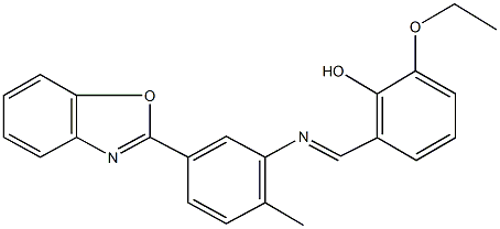 2-({[5-(1,3-benzoxazol-2-yl)-2-methylphenyl]imino}methyl)-6-ethoxyphenol Struktur