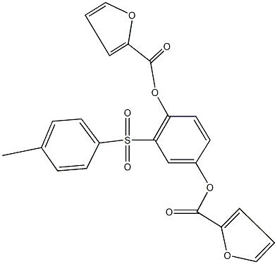 4-(2-furoyloxy)-2-[(4-methylphenyl)sulfonyl]phenyl 2-furoate Struktur