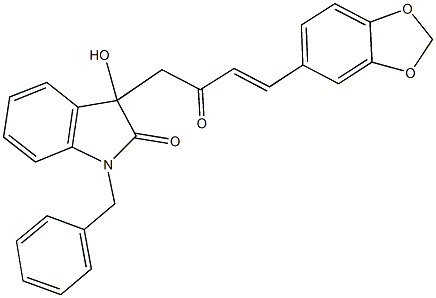 3-[4-(1,3-benzodioxol-5-yl)-2-oxo-3-butenyl]-1-benzyl-3-hydroxy-1,3-dihydro-2H-indol-2-one Struktur