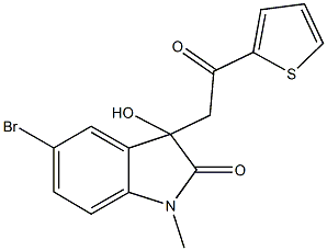 5-bromo-3-hydroxy-1-methyl-3-[2-oxo-2-(2-thienyl)ethyl]-1,3-dihydro-2H-indol-2-one Struktur