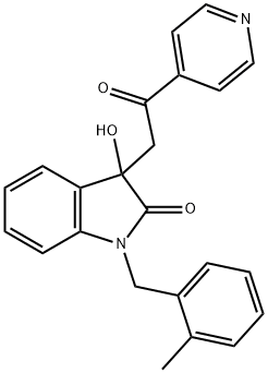 3-hydroxy-1-(2-methylbenzyl)-3-[2-oxo-2-(4-pyridinyl)ethyl]-1,3-dihydro-2H-indol-2-one Struktur