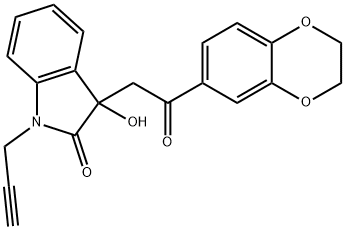 3-[2-(2,3-dihydro-1,4-benzodioxin-6-yl)-2-oxoethyl]-3-hydroxy-1-(2-propynyl)-1,3-dihydro-2H-indol-2-one Struktur