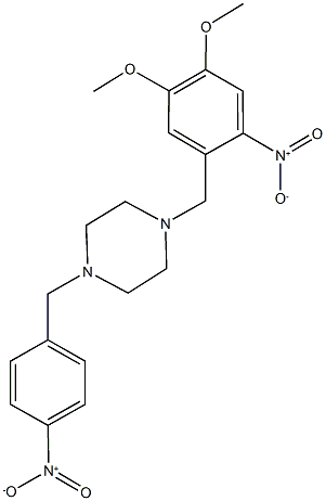 1-{4-nitrobenzyl}-4-{2-nitro-4,5-dimethoxybenzyl}piperazine Struktur