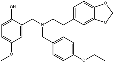 2-{[[2-(1,3-benzodioxol-5-yl)ethyl](4-ethoxybenzyl)amino]methyl}-4-methoxyphenol Struktur