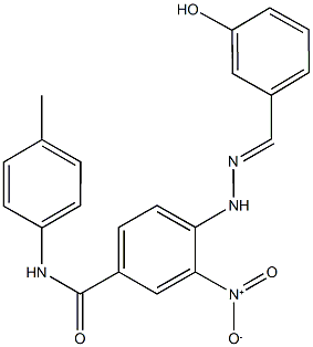 4-[2-(3-hydroxybenzylidene)hydrazino]-3-nitro-N-(4-methylphenyl)benzamide Struktur