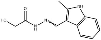 2-hydroxy-N'-[(2-methyl-1H-indol-3-yl)methylene]acetohydrazide Struktur