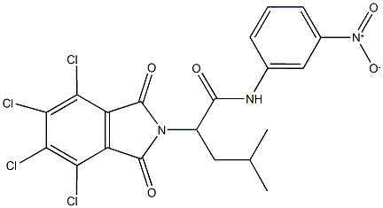 N-{3-nitrophenyl}-4-methyl-2-(4,5,6,7-tetrachloro-1,3-dioxo-1,3-dihydro-2H-isoindol-2-yl)pentanamide Struktur