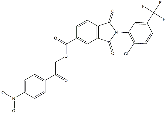 2-{4-nitrophenyl}-2-oxoethyl 2-[2-chloro-5-(trifluoromethyl)phenyl]-1,3-dioxo-5-isoindolinecarboxylate Struktur