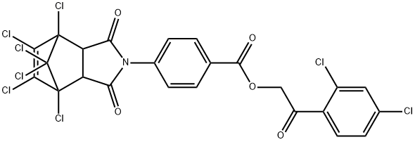 2-(2,4-dichlorophenyl)-2-oxoethyl 4-(1,7,8,9,10,10-hexachloro-3,5-dioxo-4-azatricyclo[5.2.1.0~2,6~]dec-8-en-4-yl)benzoate Struktur