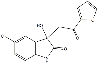 5-chloro-3-[2-(2-furyl)-2-oxoethyl]-3-hydroxy-1,3-dihydro-2H-indol-2-one Struktur