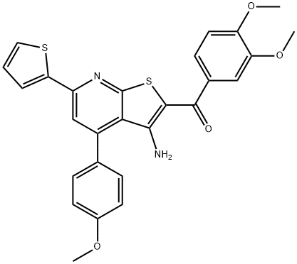 [3-amino-4-(4-methoxyphenyl)-6-thien-2-ylthieno[2,3-b]pyridin-2-yl](3,4-dimethoxyphenyl)methanone Struktur