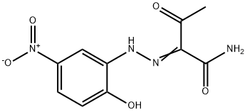 2-({2-hydroxy-5-nitrophenyl}hydrazono)-3-oxobutanamide Struktur