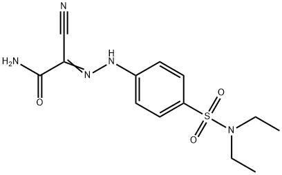 2-cyano-2-({4-[(diethylamino)sulfonyl]phenyl}hydrazono)acetamide Struktur