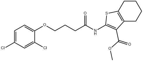 methyl 2-{[4-(2,4-dichlorophenoxy)butanoyl]amino}-4,5,6,7-tetrahydro-1-benzothiophene-3-carboxylate Struktur