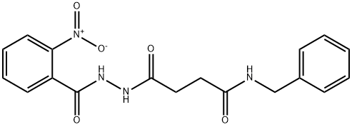 N-benzyl-4-(2-{2-nitrobenzoyl}hydrazino)-4-oxobutanamide Struktur