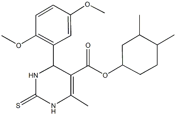 3,4-dimethylcyclohexyl 4-(2,5-dimethoxyphenyl)-6-methyl-2-thioxo-1,2,3,4-tetrahydropyrimidine-5-carboxylate Struktur