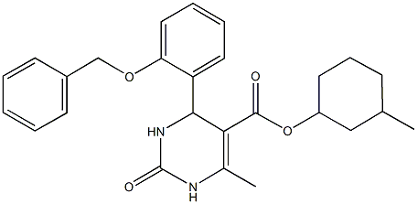 3-methylcyclohexyl 4-[2-(benzyloxy)phenyl]-6-methyl-2-oxo-1,2,3,4-tetrahydro-5-pyrimidinecarboxylate Struktur