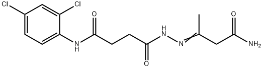 4-[2-(3-amino-1-methyl-3-oxopropylidene)hydrazino]-N-(2,4-dichlorophenyl)-4-oxobutanamide Struktur