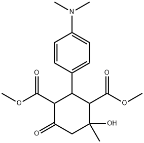 dimethyl 2-[4-(dimethylamino)phenyl]-4-hydroxy-4-methyl-6-oxo-1,3-cyclohexanedicarboxylate Struktur