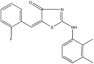 2-(2,3-dimethylanilino)-5-(2-fluorobenzylidene)-1,3-thiazol-4(5H)-one Struktur