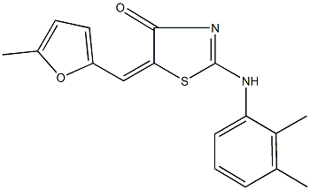 2-(2,3-dimethylanilino)-5-[(5-methyl-2-furyl)methylene]-1,3-thiazol-4(5H)-one Struktur