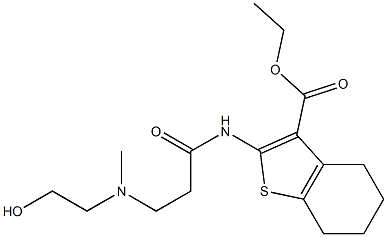 ethyl 2-({3-[(2-hydroxyethyl)(methyl)amino]propanoyl}amino)-4,5,6,7-tetrahydro-1-benzothiophene-3-carboxylate Struktur