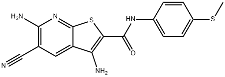 3,6-diamino-5-cyano-N-[4-(methylsulfanyl)phenyl]thieno[2,3-b]pyridine-2-carboxamide Struktur