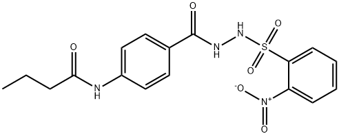 N-(4-{[2-({2-nitrophenyl}sulfonyl)hydrazino]carbonyl}phenyl)butanamide Struktur