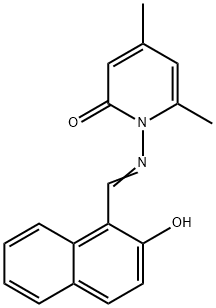 1-{[(2-hydroxy-1-naphthyl)methylene]amino}-4,6-dimethyl-2(1H)-pyridinone Struktur