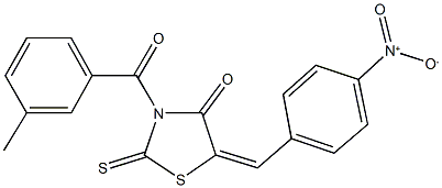 5-{4-nitrobenzylidene}-3-(3-methylbenzoyl)-2-thioxo-1,3-thiazolidin-4-one Struktur