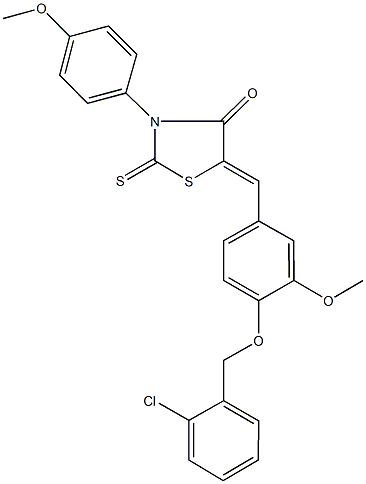 5-{4-[(2-chlorobenzyl)oxy]-3-methoxybenzylidene}-3-(4-methoxyphenyl)-2-thioxo-1,3-thiazolidin-4-one Struktur