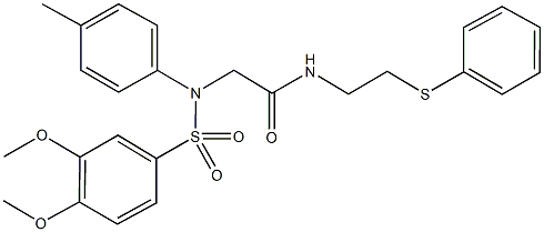 2-[{[3,4-bis(methyloxy)phenyl]sulfonyl}(4-methylphenyl)amino]-N-[2-(phenylsulfanyl)ethyl]acetamide Struktur