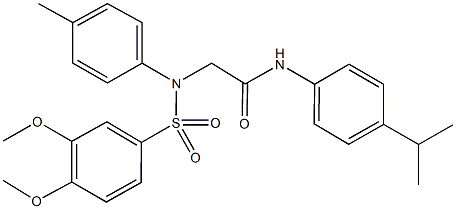 2-[{[3,4-bis(methyloxy)phenyl]sulfonyl}(4-methylphenyl)amino]-N-[4-(1-methylethyl)phenyl]acetamide Struktur