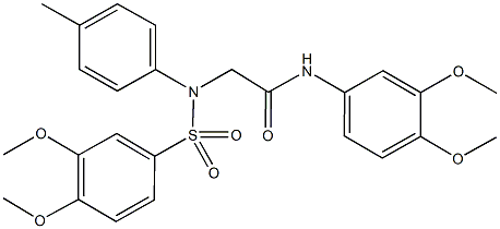 N-[3,4-bis(methyloxy)phenyl]-2-[{[3,4-bis(methyloxy)phenyl]sulfonyl}(4-methylphenyl)amino]acetamide Struktur