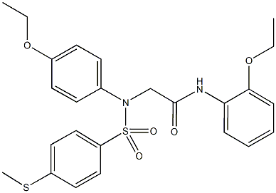 N-[2-(ethyloxy)phenyl]-2-([4-(ethyloxy)phenyl]{[4-(methylsulfanyl)phenyl]sulfonyl}amino)acetamide Struktur