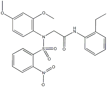 2-[[2,4-bis(methyloxy)phenyl]({2-nitrophenyl}sulfonyl)amino]-N-(2-ethylphenyl)acetamide Struktur