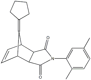 10-cyclopentylidene-4-(2,5-dimethylphenyl)-4-azatricyclo[5.2.1.0~2,6~]dec-8-ene-3,5-dione Struktur