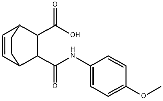 3-[(4-methoxyanilino)carbonyl]bicyclo[2.2.2]oct-5-ene-2-carboxylic acid Struktur