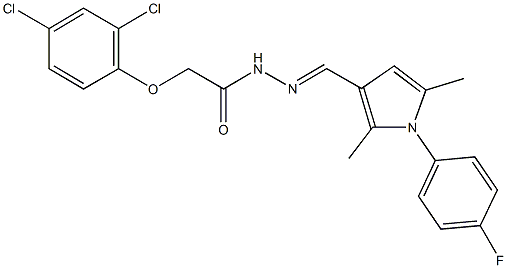 2-(2,4-dichlorophenoxy)-N'-{[1-(4-fluorophenyl)-2,5-dimethyl-1H-pyrrol-3-yl]methylene}acetohydrazide Struktur