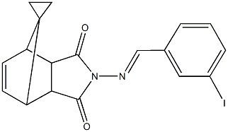 4-[(3-iodobenzylidene)amino]-spiro[4-azatricyclo[5.2.1.0~2,6~]dec[8]ene-10,1'-cyclopropane]-3,5-dione Struktur