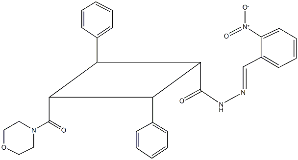 N'-{2-nitrobenzylidene}-3-(4-morpholinylcarbonyl)-2,4-diphenylcyclobutanecarbohydrazide Struktur