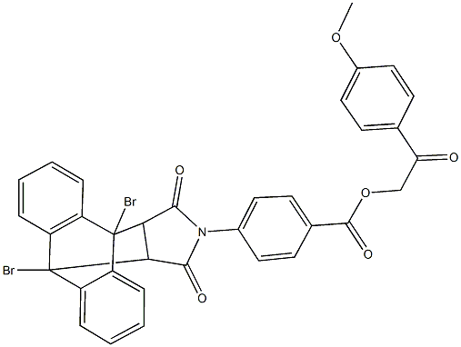 2-(4-methoxyphenyl)-2-oxoethyl 4-(1,8-dibromo-16,18-dioxo-17-azapentacyclo[6.6.5.0~2,7~.0~9,14~.0~15,19~]nonadeca-2,4,6,9,11,13-hexaen-17-yl)benzoate Struktur