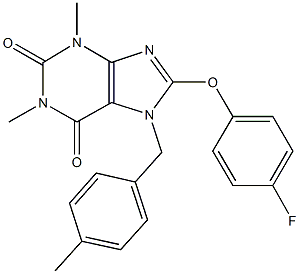 8-(4-fluorophenoxy)-1,3-dimethyl-7-(4-methylbenzyl)-3,7-dihydro-1H-purine-2,6-dione Struktur