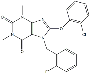 8-(2-chlorophenoxy)-7-(2-fluorobenzyl)-1,3-dimethyl-3,7-dihydro-1H-purine-2,6-dione Struktur